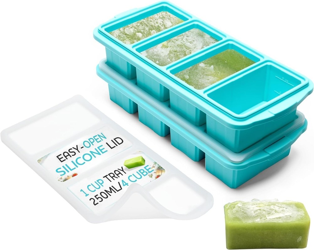 Silicone Freezer Tray W/ Lid Soup Freezer Container molds Large Ice Cube Tray-