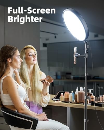 Large Ring Light with 72" Tripod Stand, 6500K Full-Screen Selfie Ring Light