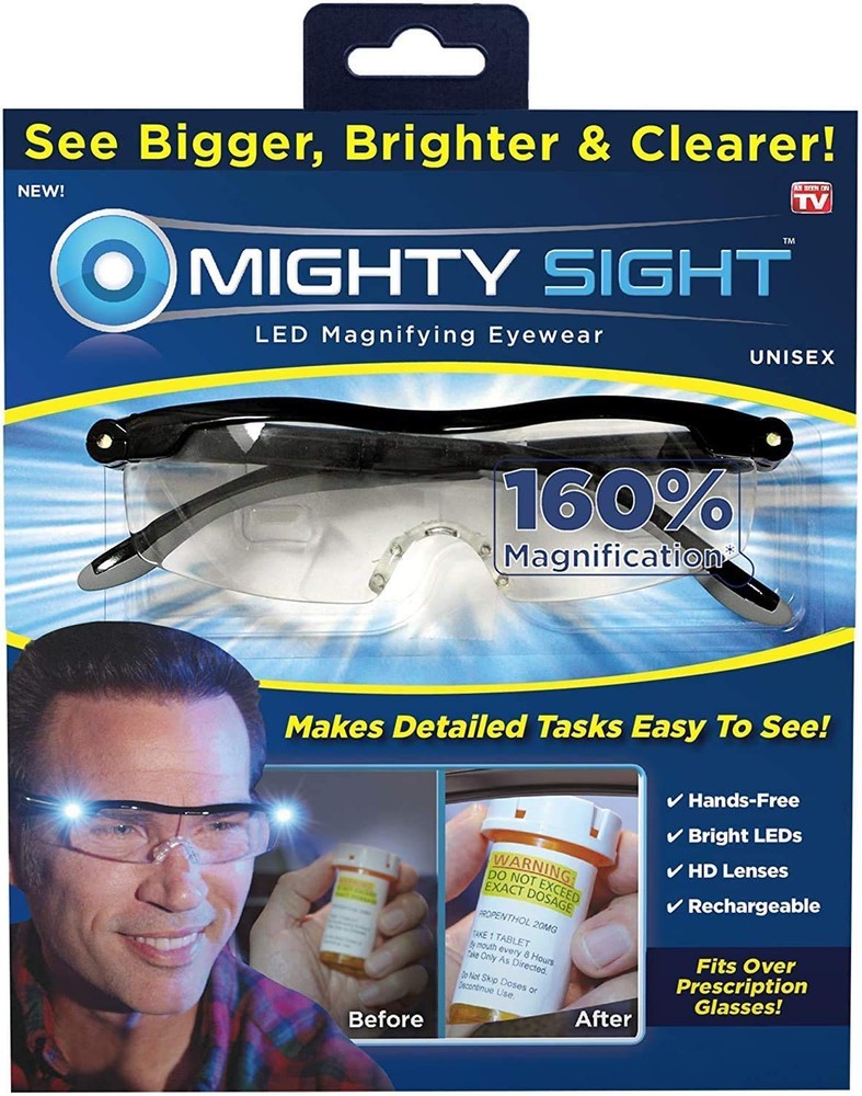 Ontel LED Magnifying Eyewear, Black, Pack of 2