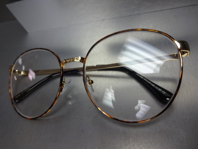 OVERSIZED EXAGGERATED RETRO Style READING EYE GLASSES READERS Gold Oval Frame