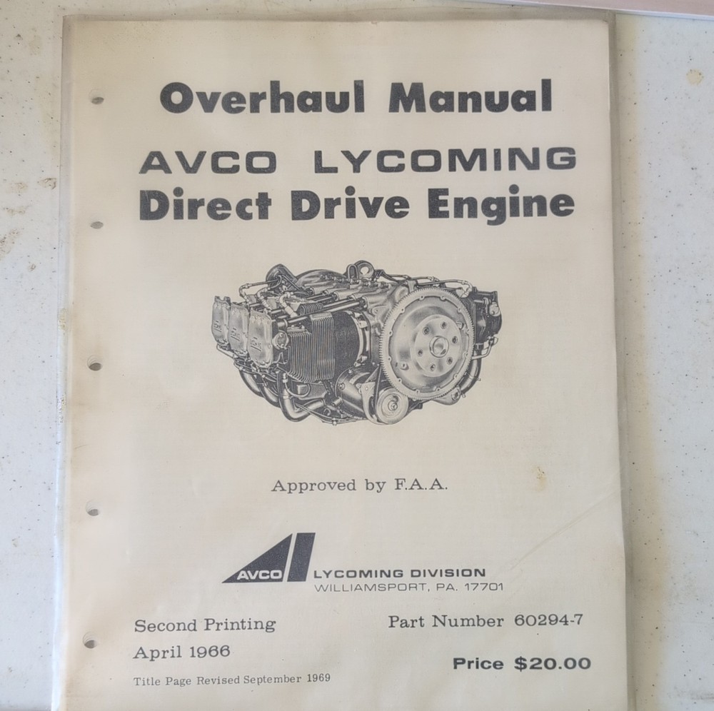 overhaul Manual Avco Lycoming Direct Drive Engine 1966
