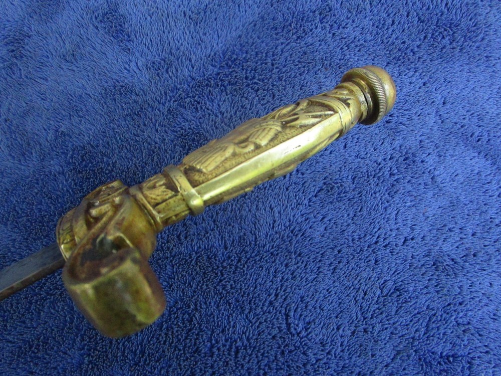 ORIGINAL ANTIQUE US BRASS HANDLE SIDEARM FRATERNAL SHORT SWORD