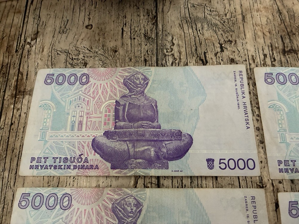 CROATIA banknotes 5000 Dinara 1992 X 5