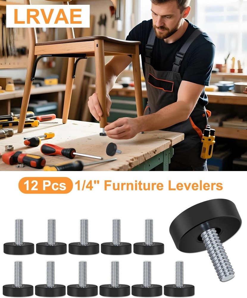 12 Adjustable Leveling Feet 1/4 20 UNC New