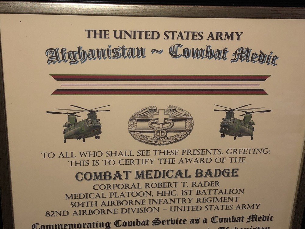COMBAT MEDIC / CMB - AFGHANISTAN (COMMEMORATIVE ISSUE CERTIFICATE)