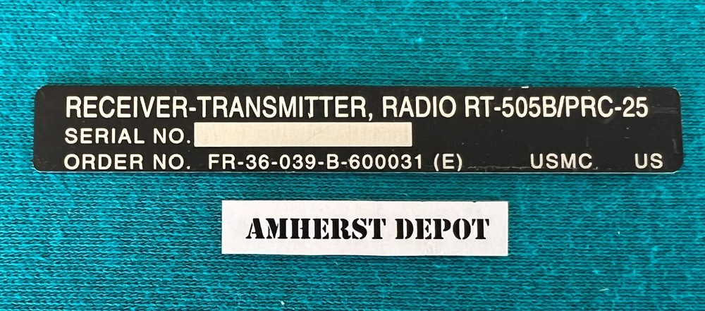 Military Data Plate Radio PRC 25 US Army USMC
