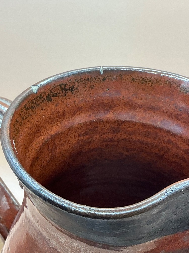 Handmade Pottery Unicorn Pitcher Signed Glazed (2 tiny chips on mouth)
