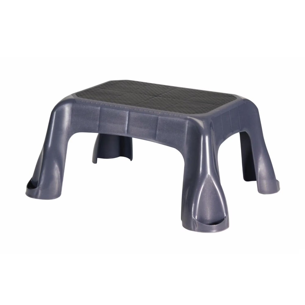 Plastic Step Stool, In- Tread, 1-Step, Gray