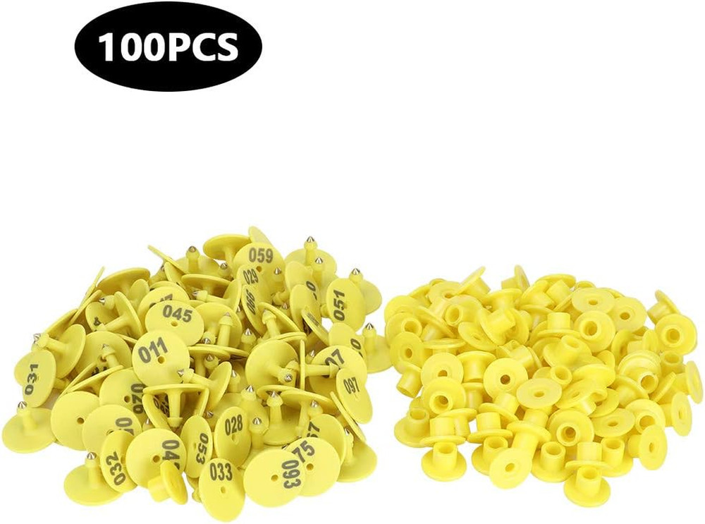 100Pcs Livestock Ear Tags, 001-100 Numbered Animal Identification Ear Tags fo...