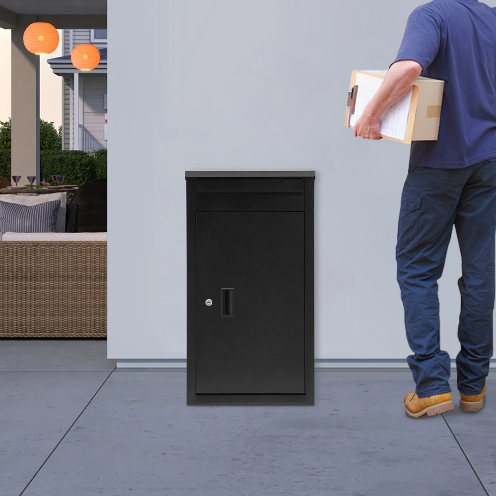 Wall-Mounted Parcel Drop Box, Package Delivery Box, Large Mail Box with Key Lock