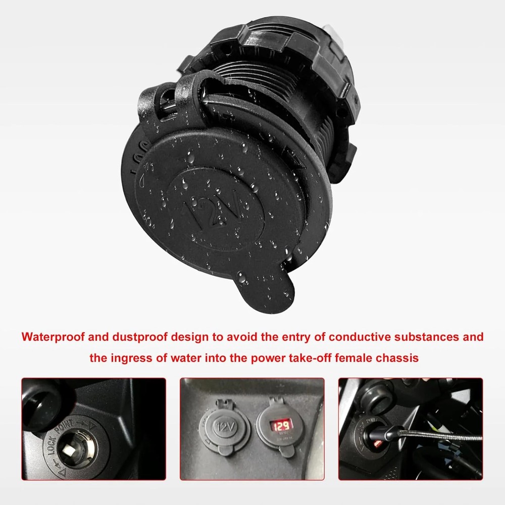12V Car Cigarette Lighter Socket, Waterproof Plug Cigarette Lighter Outlet with