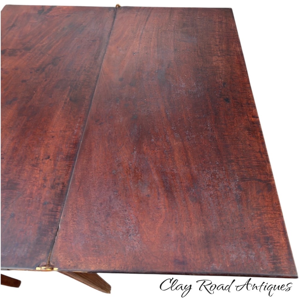 Antique Chippendale console card game table mahogany 1780 figured old surface