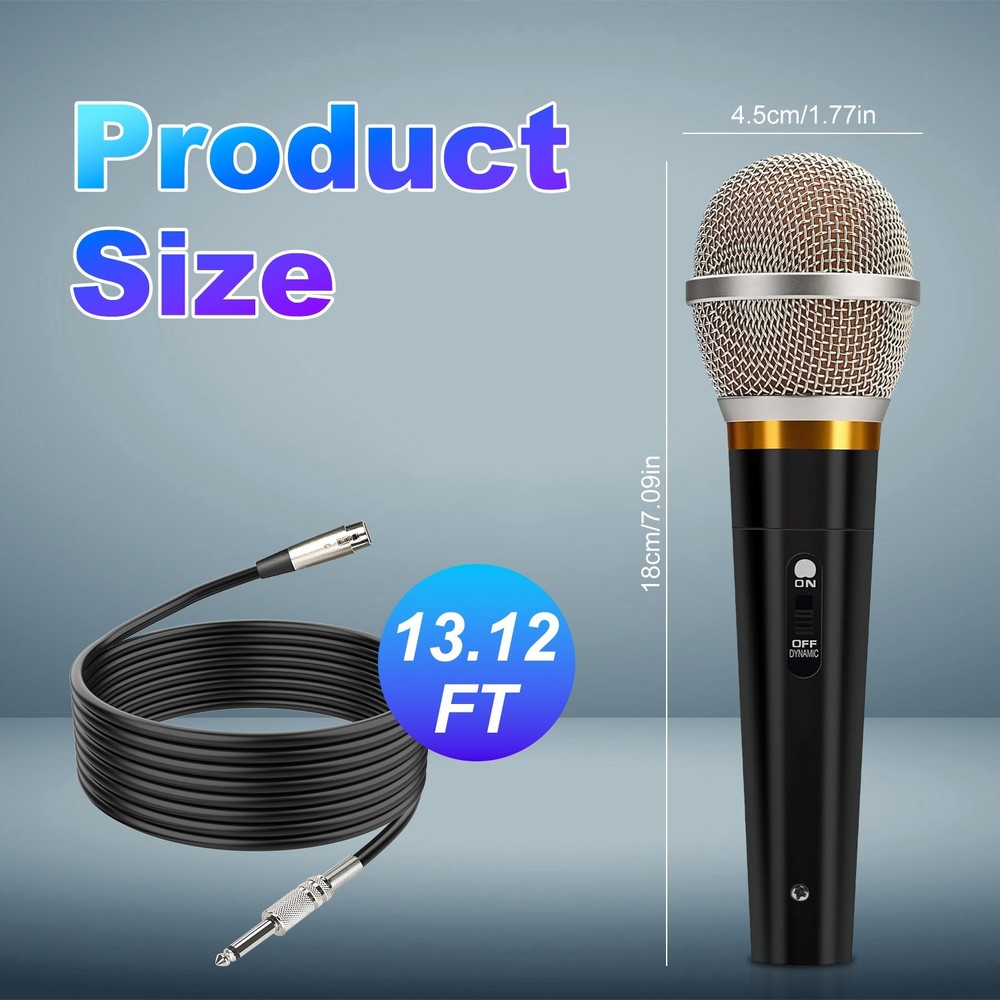 Handheld Dynamic Microphone With On/Off Switch 13ft Detachable XLR Cable