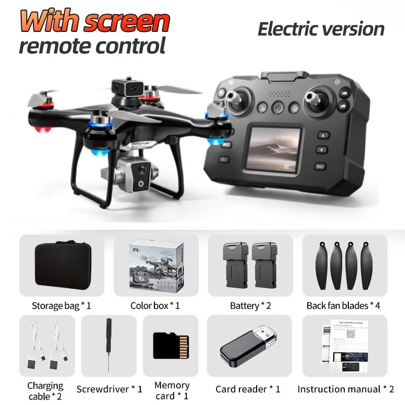 Hobby Drone With Screen On Controller, Airplane Helicopter Dual Black