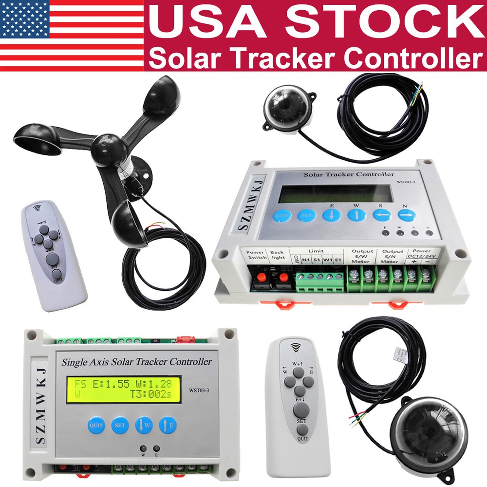 Auto-Tracking DC12V 24V Single/Dual Axis Solar Tracker Controller W/ Wind Sensor
