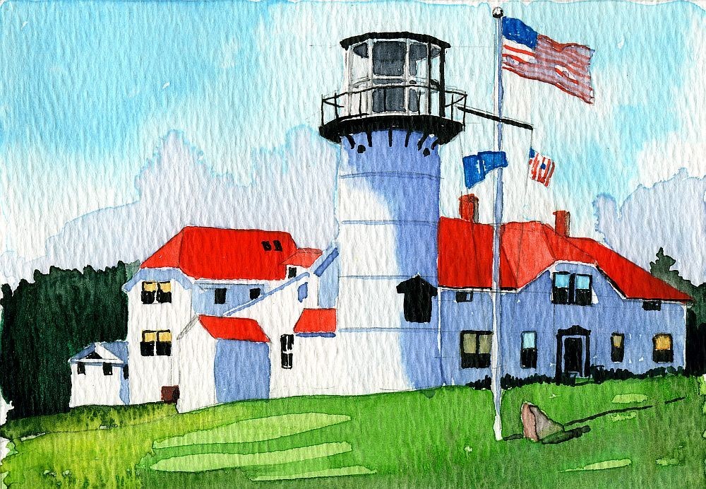 Chatham Lighthouse Cape Cod Massachusetts Watercolor Notecards