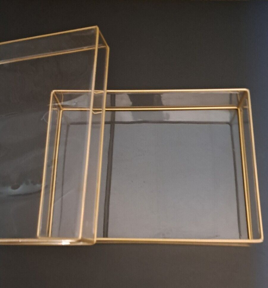 GUESS Gold Perfume Clear Vanity Storage Box EMPTY Box Only EUC