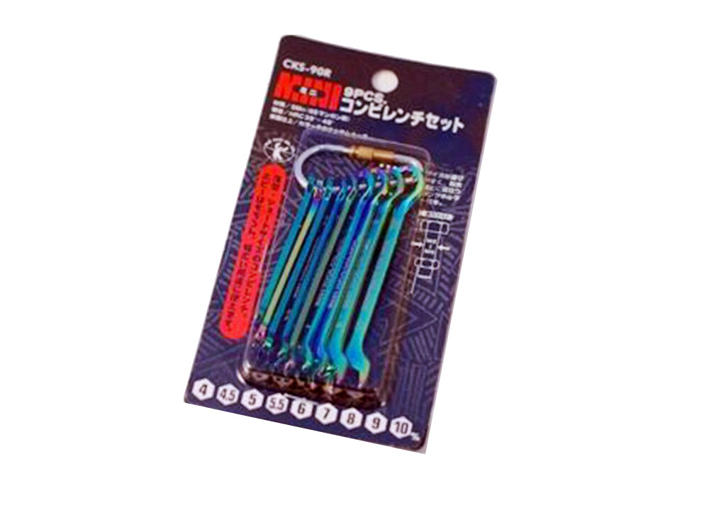 4-10mm 9pc Miniature Mini Combination Ring Open Spanner Set Rainbow Color