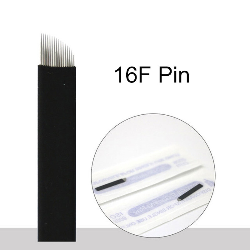 Microblading 16F Pins Blade Tattoo Needles For Permanent Makeup Eyebrow and Lips