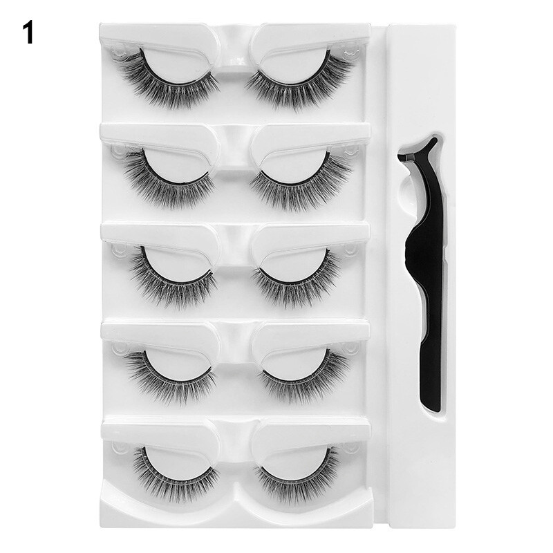 5Pairs Reusable Self-Adhesive Eyelashes Thick Multiple Reversible Glue-Free;