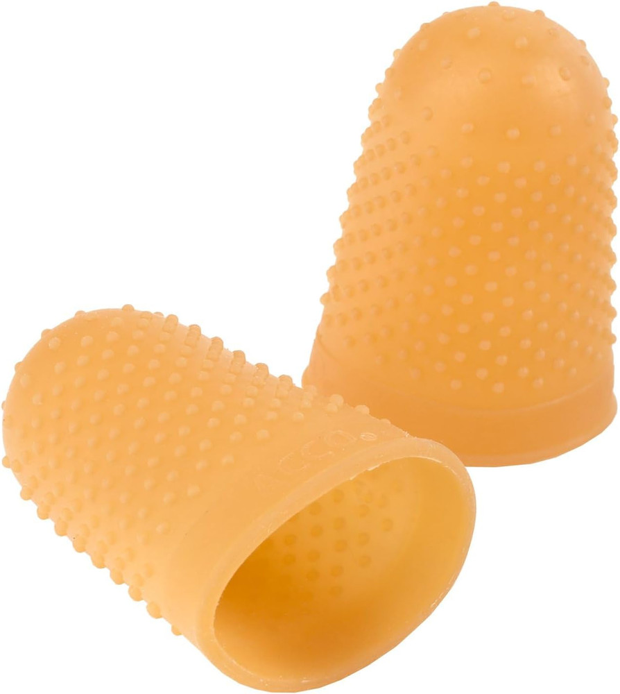 Rubber Finger Tips, Finger Cots, Extra Large - Size 14, Amber, Finger Protector