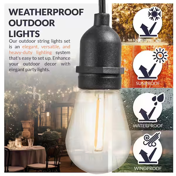 Addlon 48ft Weatherproof Outdoor String Lights