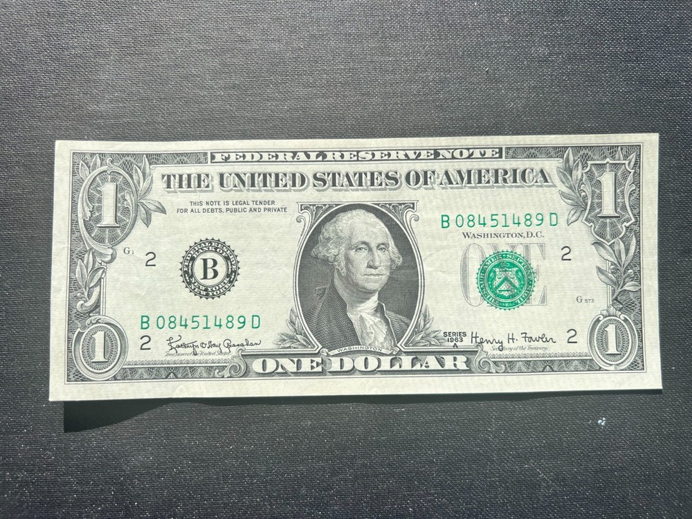 1963 A New York One Dollar Bill Misaligned Offset Error (UNCIRCULATED)