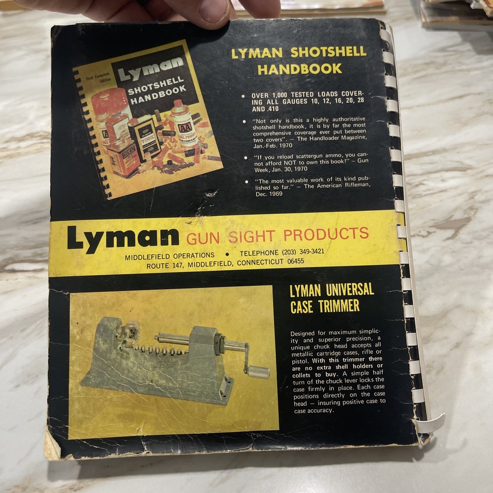 1970 Lyman Reloading Handbook 45th Edition Rifle Pistol and Muzzle Loading