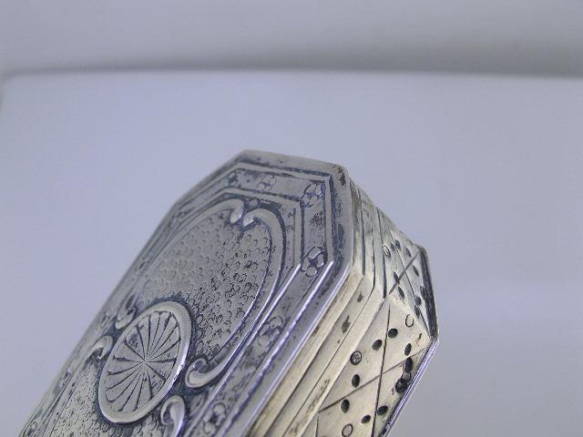 Estate 800 Silver Trinket Box octagon shaped w/ engraved patterns