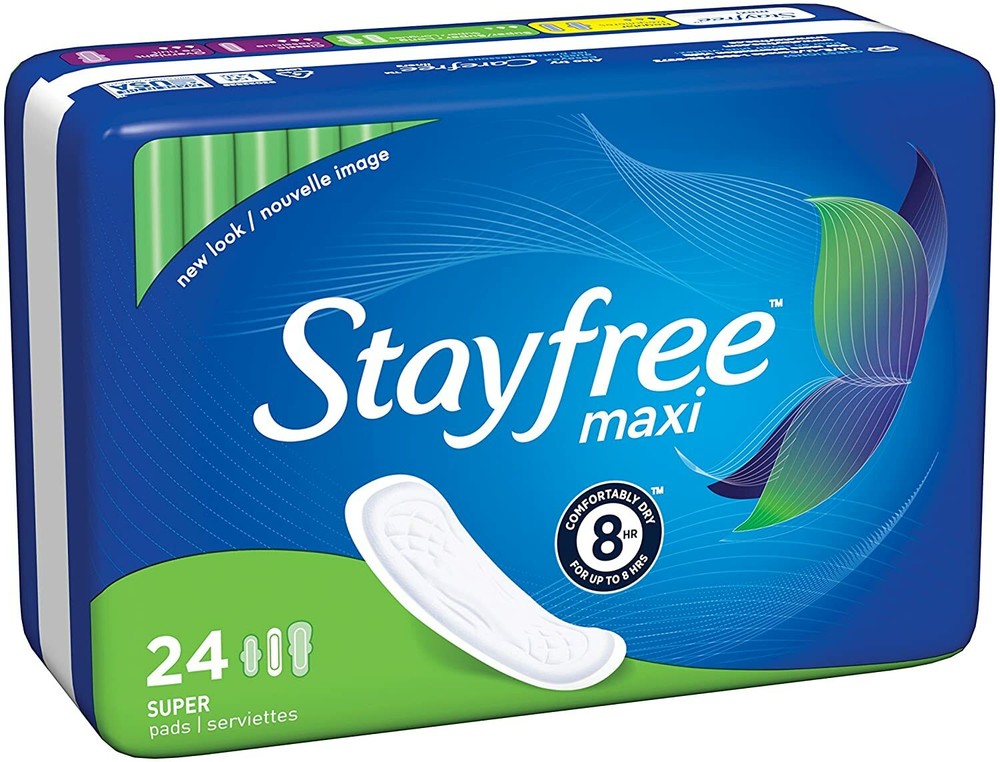 New STAYFREE Maxi Pads, Super 24 ea