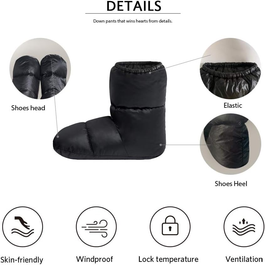 Ultralight Down Booties Warm Sleeping Socks for Camping Backpacking Tent Size:L