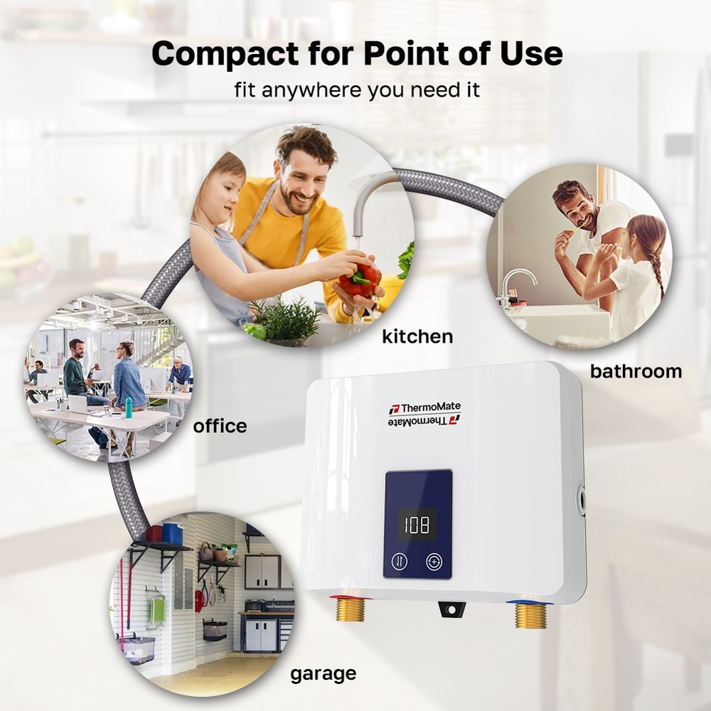 ThermoMate 2-in-1 Under/Over Sink Tankless Water Heater Electric 3500W w/Display