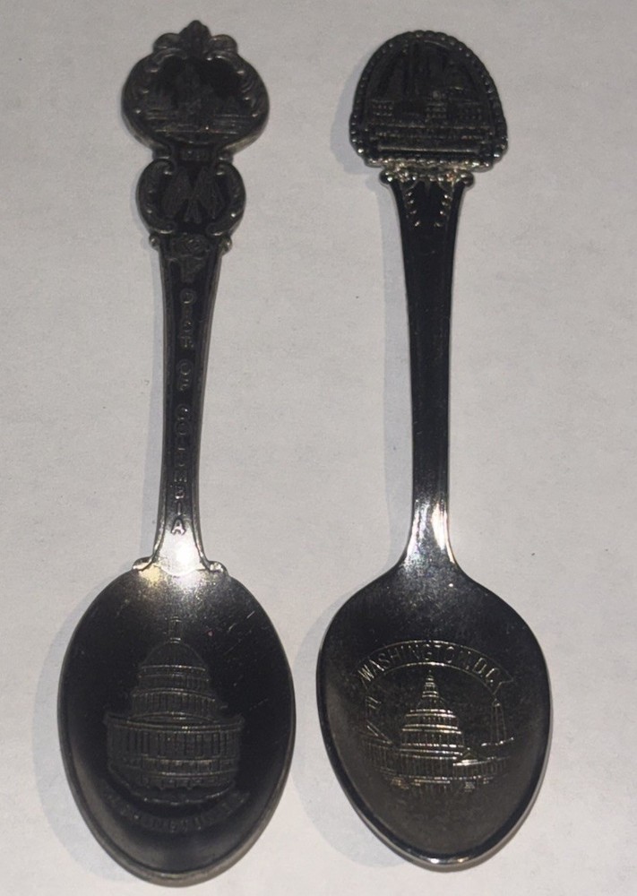 2 Washington DC Vintage Souvenir Collectible Spoons