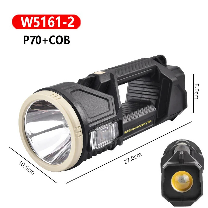 Extra Large Solar Flashlight Rechargeable Searchlight Long Range Carry Torch
