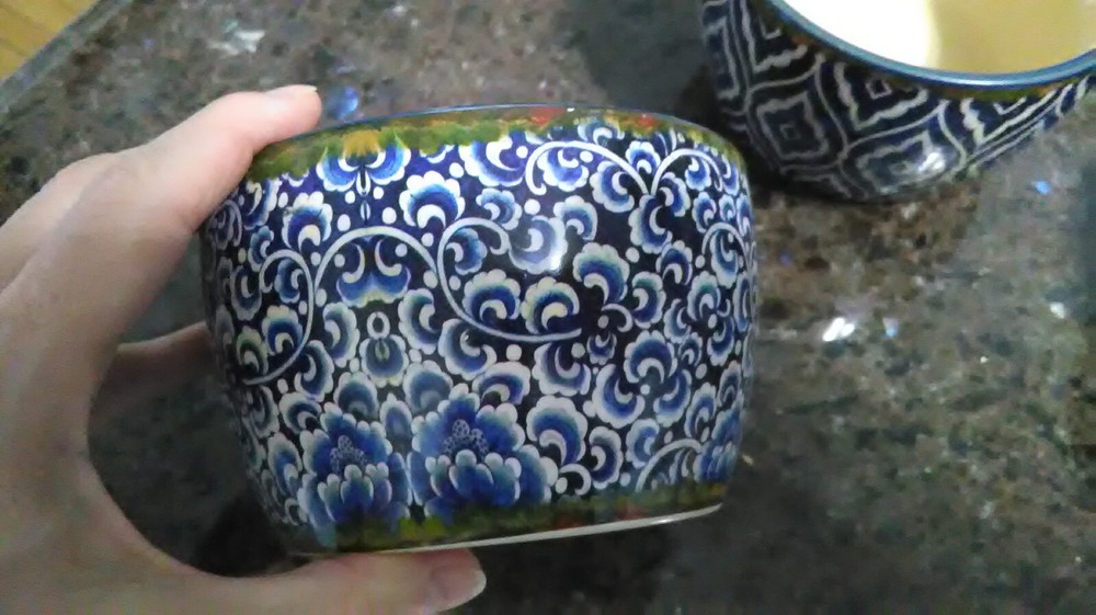 Blue Tone Ceramic Planter Trio with Drain Hole