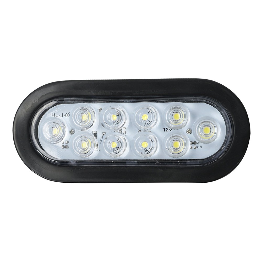 2x 6" Oval White 10 LED Trailer Truck Sealed Reverse Back-Up Tail Lights 12V