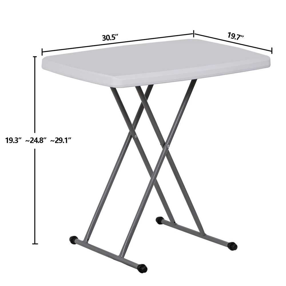 30'' Plastic Folding Tables Rectangular Utility Table Adjustable Height White