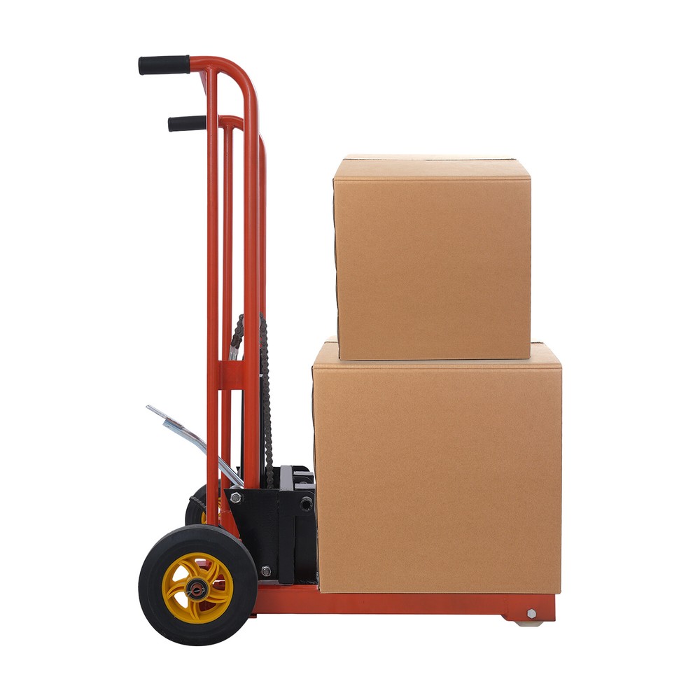 Hydraulic Material Lift 577lbs. Winch Stacker Adjustable Hight Pallet Dolly Lift