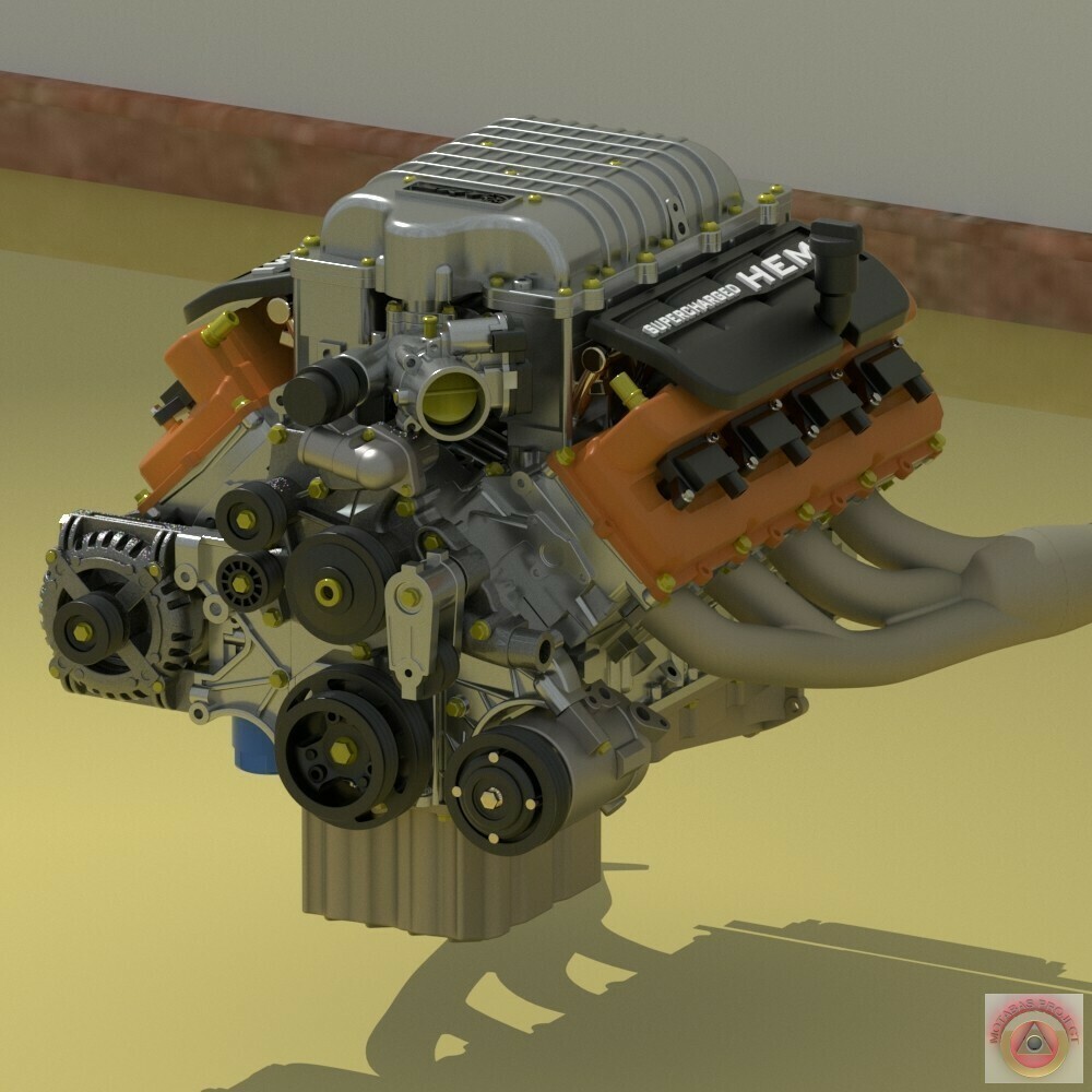 1:25-1:24 Scale Resin Dodge SRT Hellcat Engine & Transmission Kit