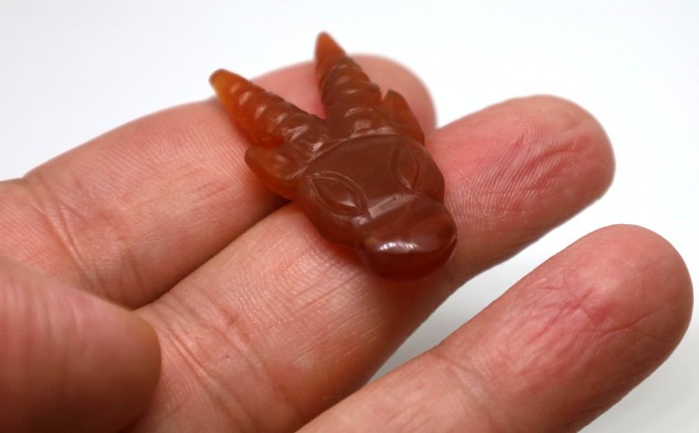 Authentic Ancient Near Eastern Agate Stone Bead & animal figure over 2000 Years
