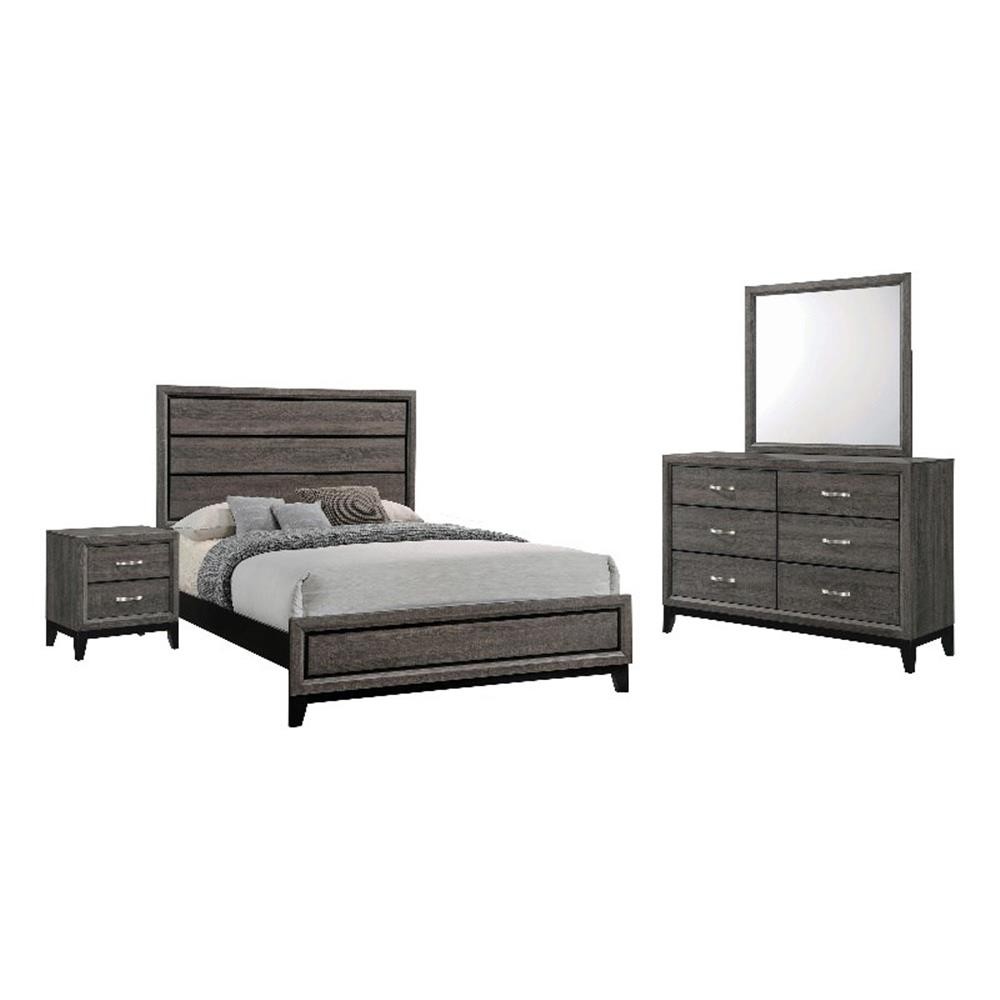 Coaster 4-Piece Transitional Wood Queen Panel Bedroom Set in Gray