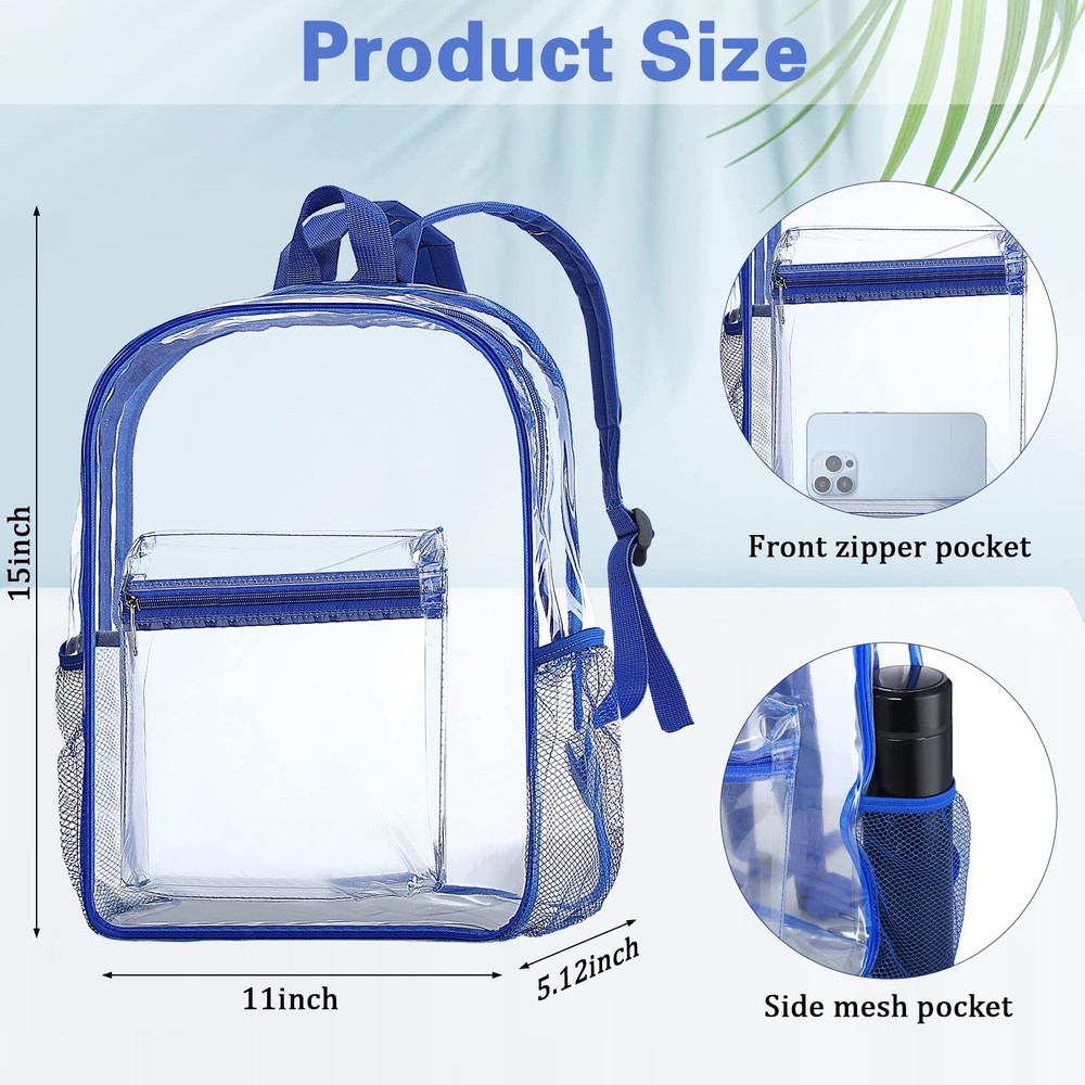 WILLBOND 12Pack Clear Backpack Heavy Duty Transparent Bookbag See Through Wat...