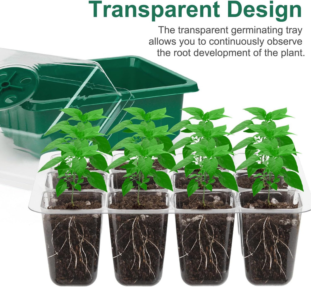 144 Cell Seed Starter Kit Trays with Humidity Domes Labels Tools
