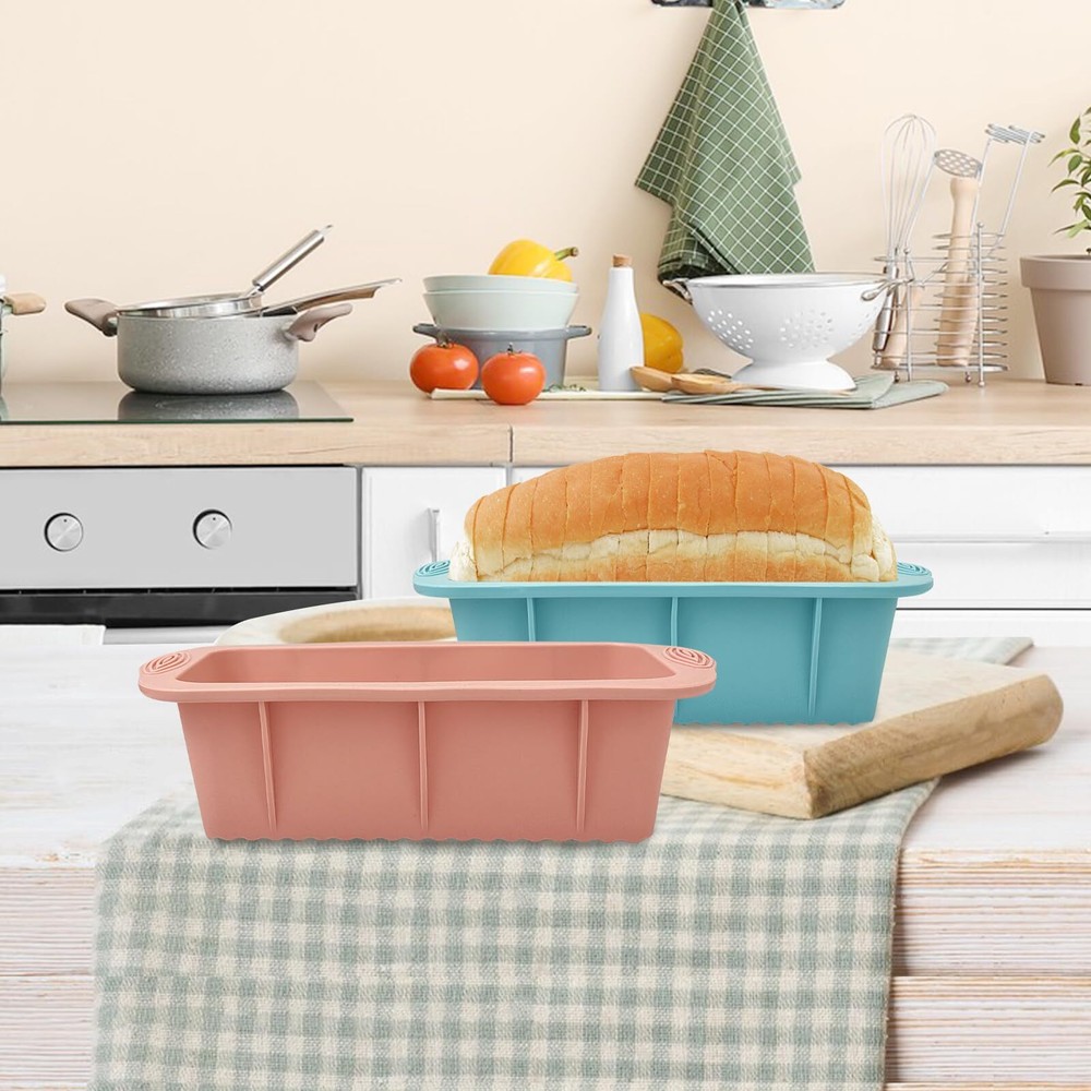 Silicone Bread Loaf Pan, 2 PCS Rectangular Non-Stick Baking Mold Pans for Oven,