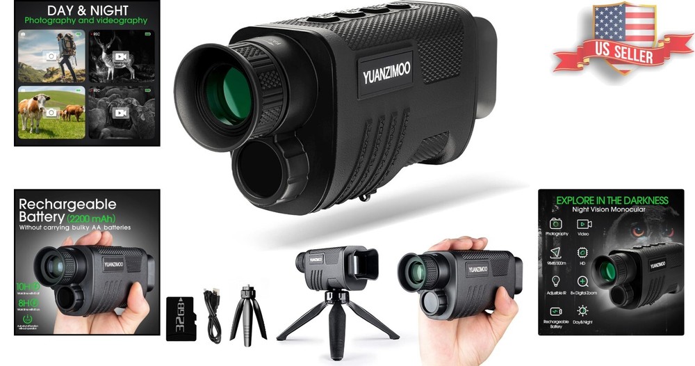 Multi-Coated Lens Night Vision Monocular with Easy USB Charging & Sturdy Tripod