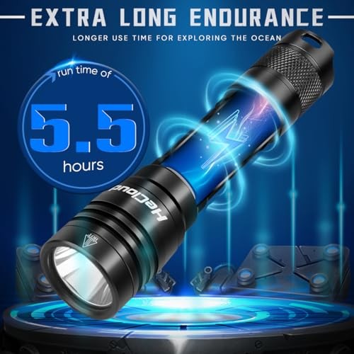2 Pack Scuba Diving Flashlight with Rechargeable Power Dive Dive Light Black