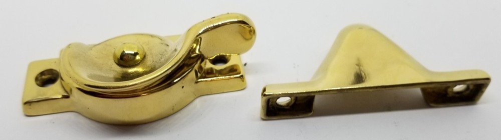 Decorative Solid Polished Brass Heavy Duty Spring Loaded Window Sash Lock Square