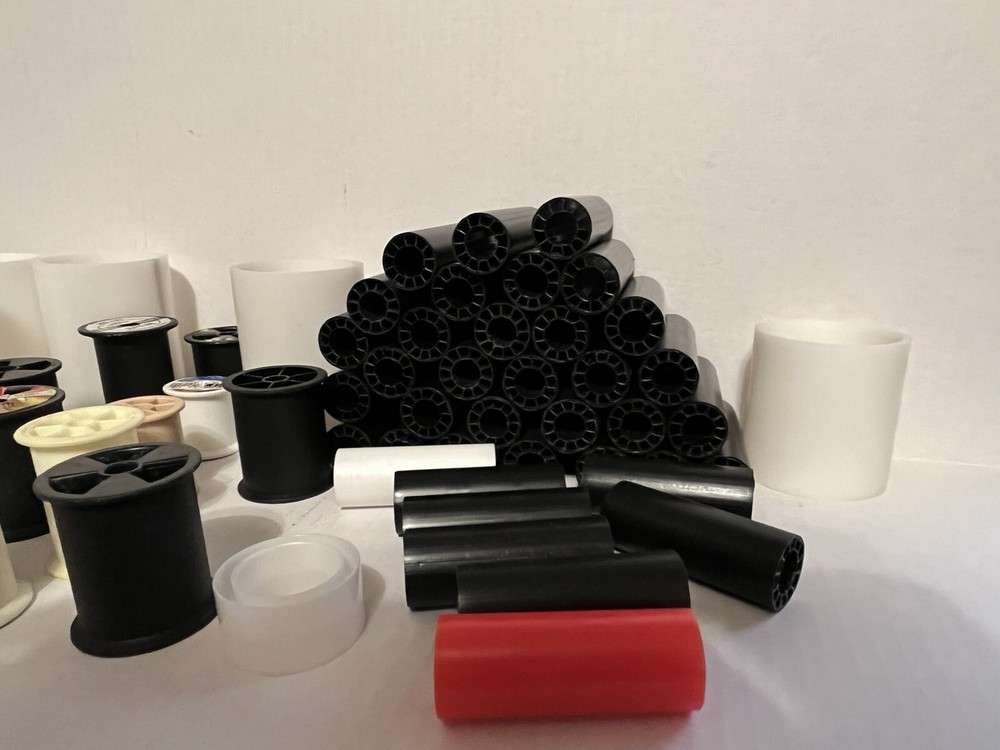 59 spool & bobbins lot sewing thread spools various sizes plastic crafts