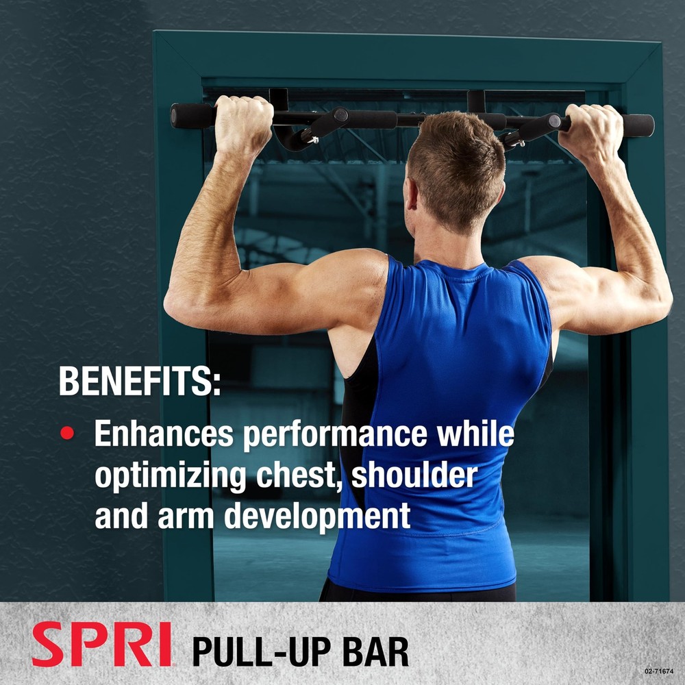 SPRI Pull Up Bar - 8-Grip Door Frame Mounting Pull-Up Bar for Versatile Worko...