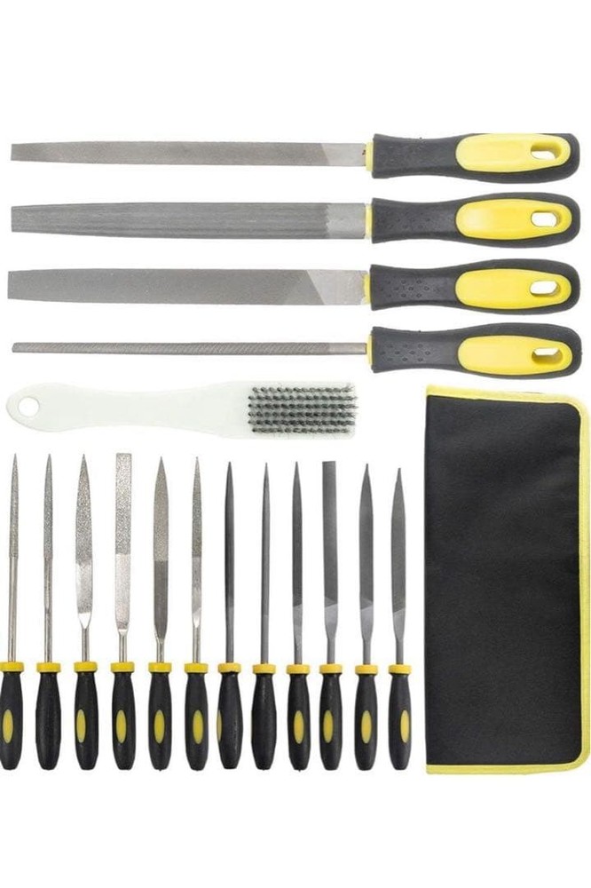 17-Piece Metal File Set Triangular Flat Round Half-Round New